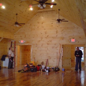 interior of log building where insepction and testing were performed to evaluate energy efficiency