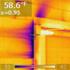 thermal camera shows air leaks around door trim