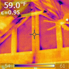 thermal image of log cabin windows